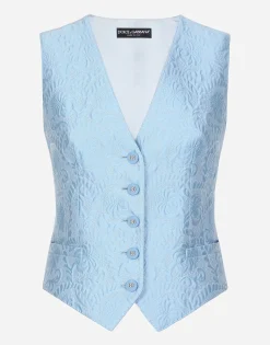 Floral quilted jacquard vest