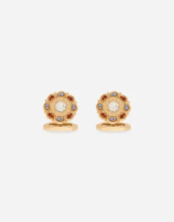 Floral rhinestone-detailed cufflinks