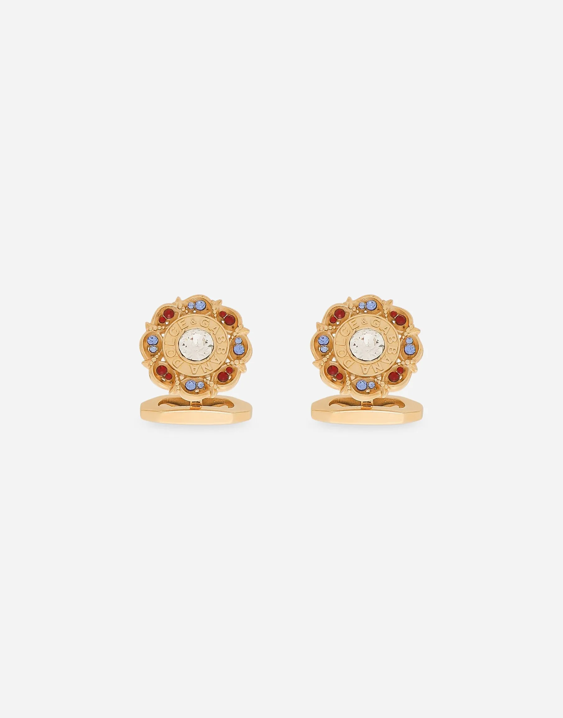 Floral rhinestone-detailed cufflinks