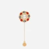 Floral rhinestone-detailed lapel pin