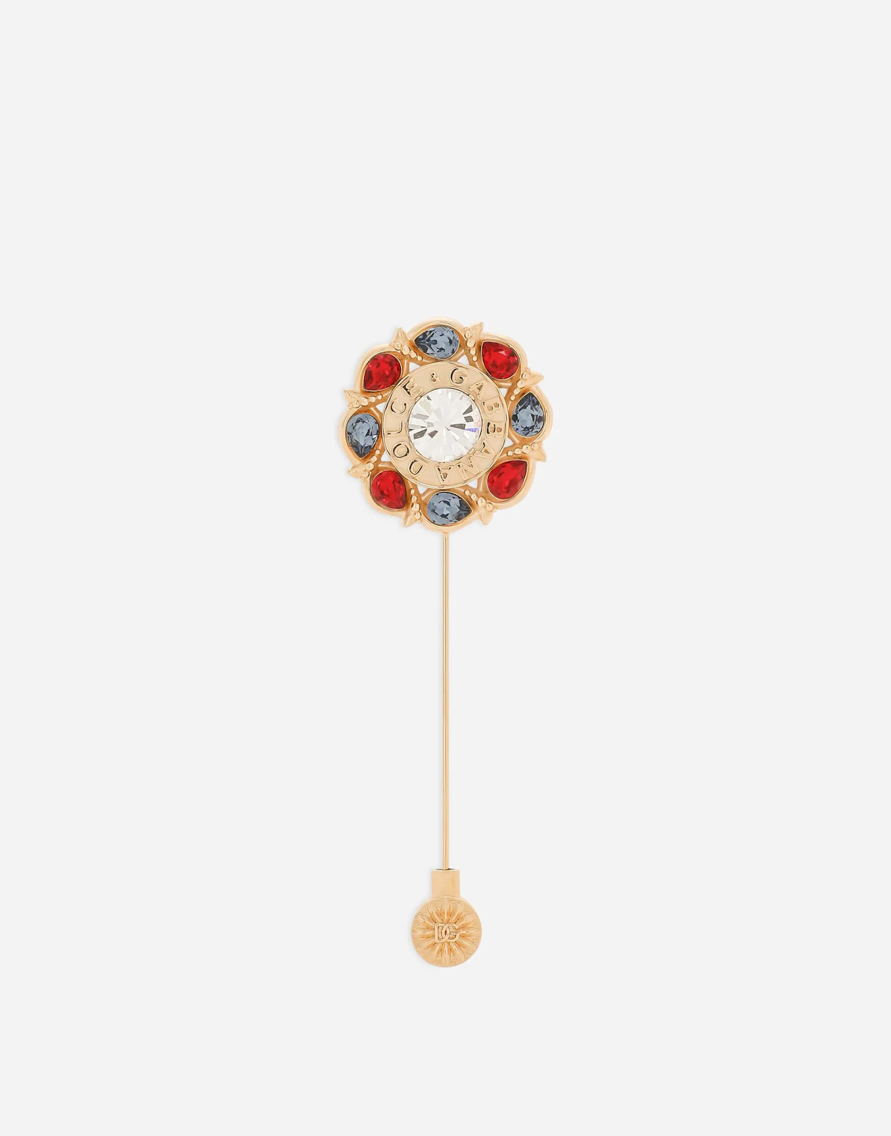 Floral rhinestone-detailed lapel pin
