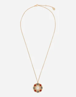 Floral rhinestone-detailed necklace