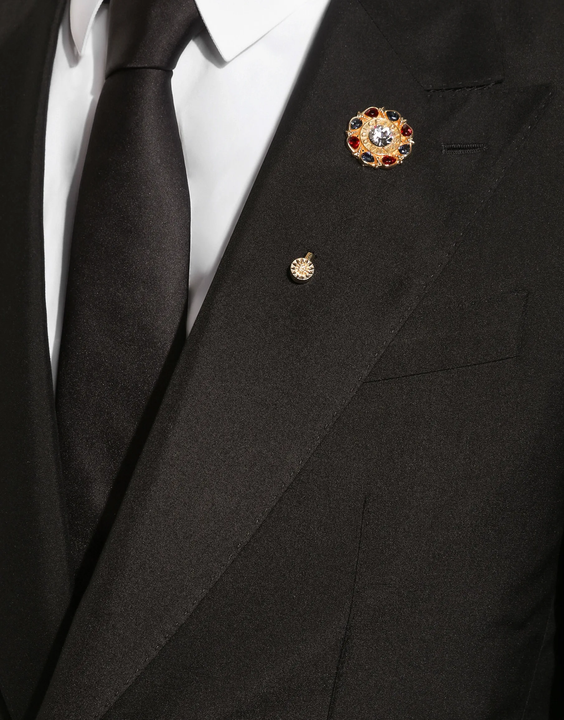 Floral rhinestone-detailed lapel pin