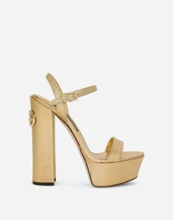 Foiled calfskin platform sandals