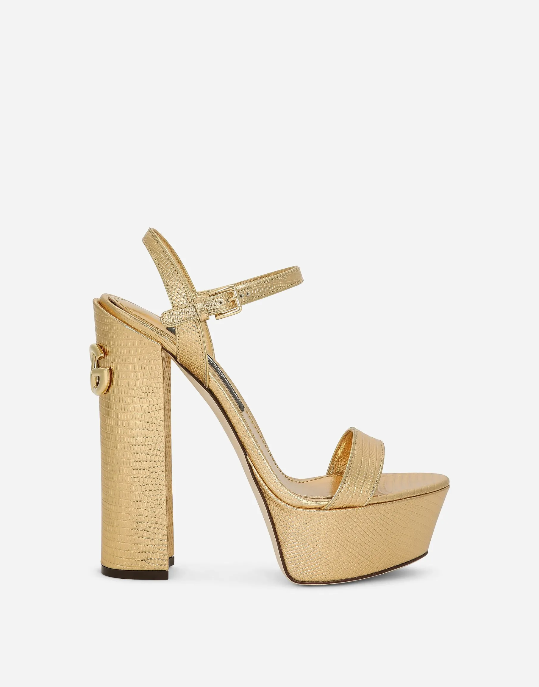Foiled calfskin platform sandals