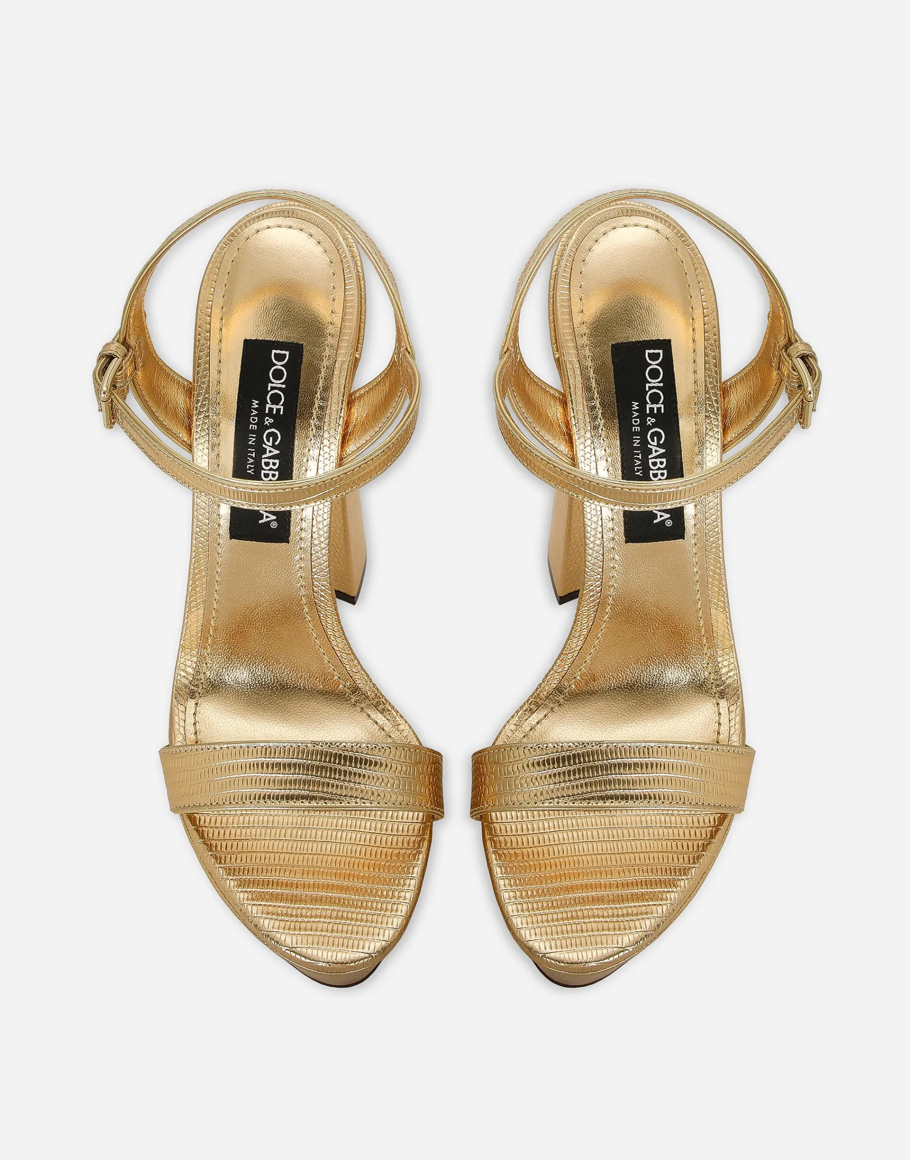 Foiled calfskin platform sandals