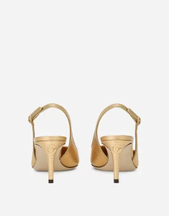 Foiled calfskin slingbacks