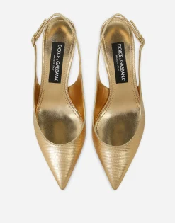 Foiled calfskin slingbacks