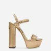 Foiled craquelé calfskin platform sandals