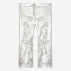 Foiled faux leather pants with embellishment
