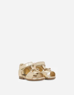Foiled leather First Steps sandals