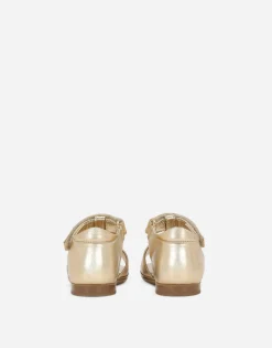 Foiled leather First Steps sandals