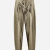 Foiled stretch satin pants