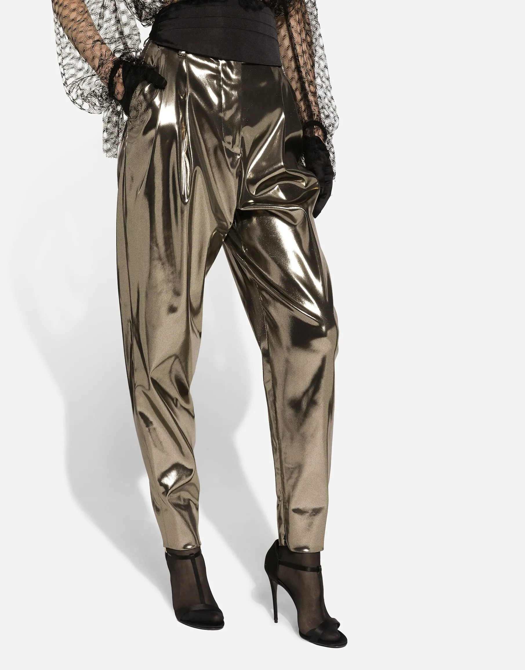 Foiled stretch satin pants