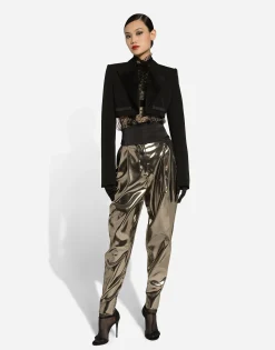 Foiled stretch satin pants