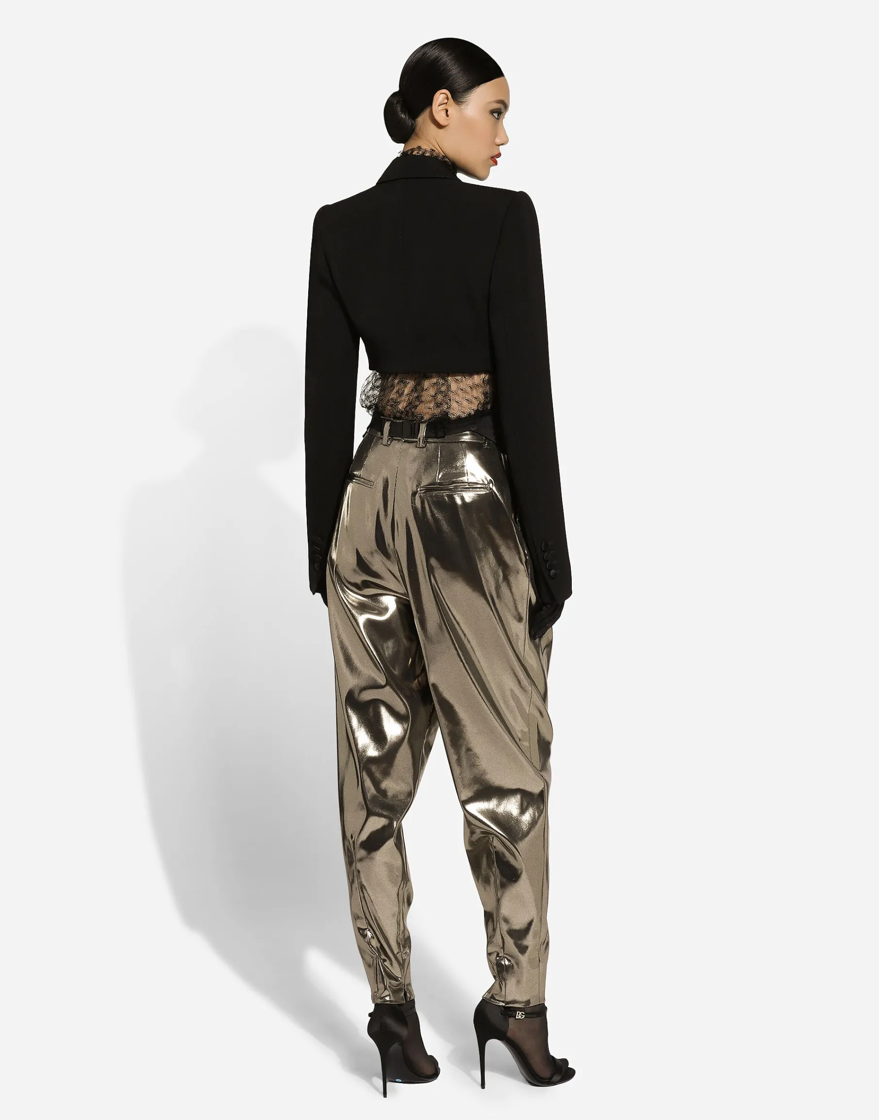 Foiled stretch satin pants