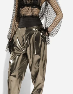 Foiled stretch satin pants