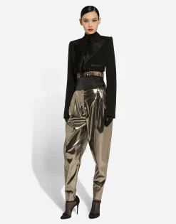Foiled stretch satin pants