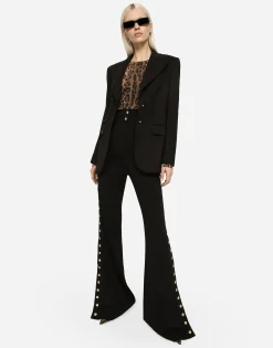 Full Milano pants with buttons down the side