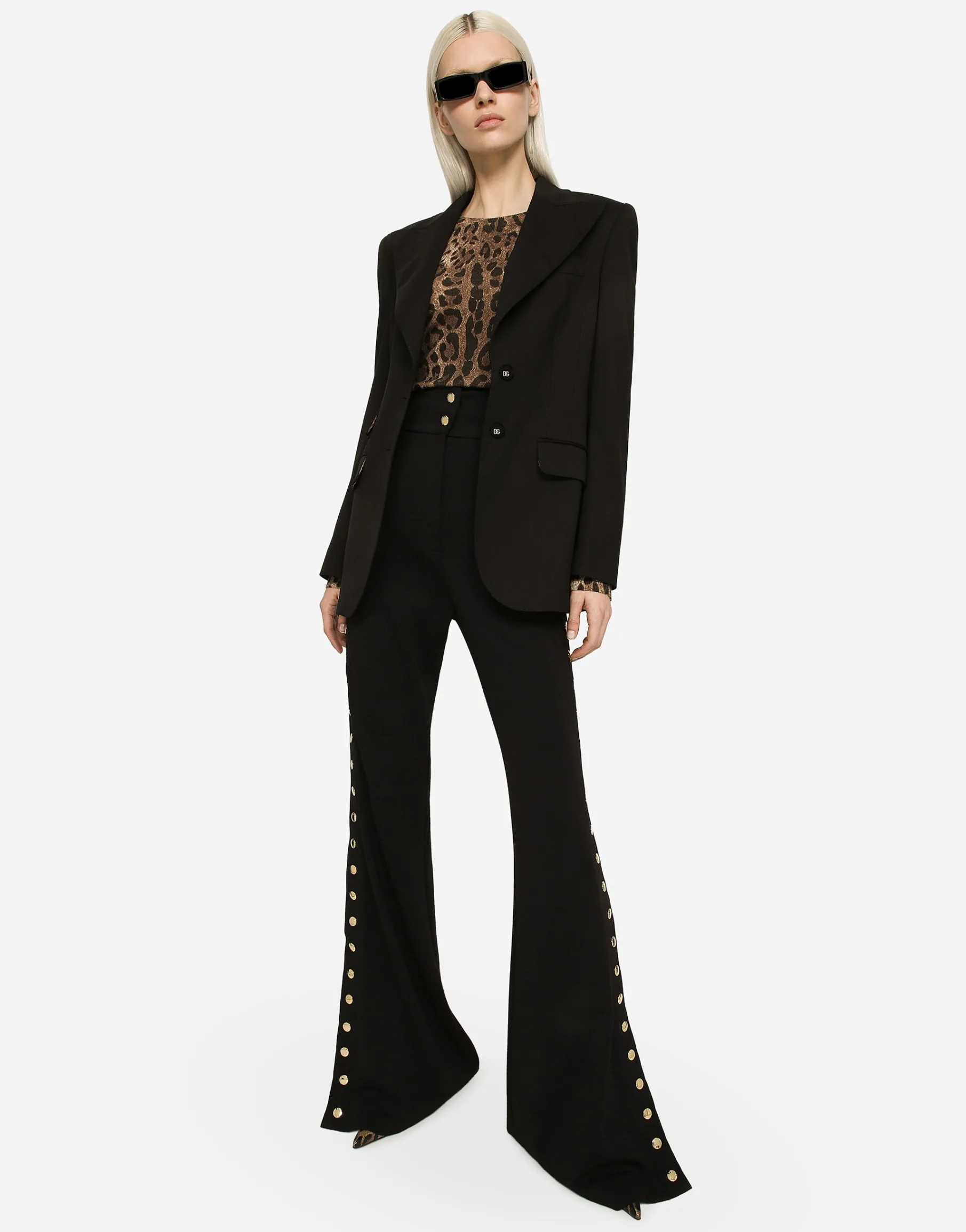 Full Milano pants with buttons down the side