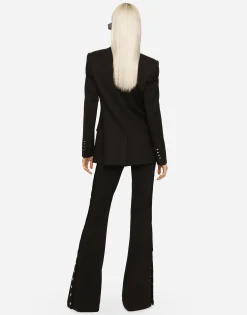 Full Milano pants with buttons down the side