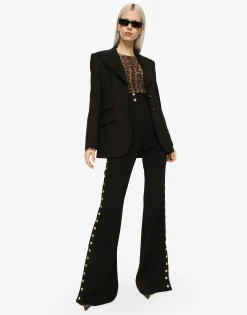 Full Milano pants with buttons down the side