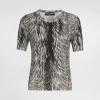 Fur-print silk sweater