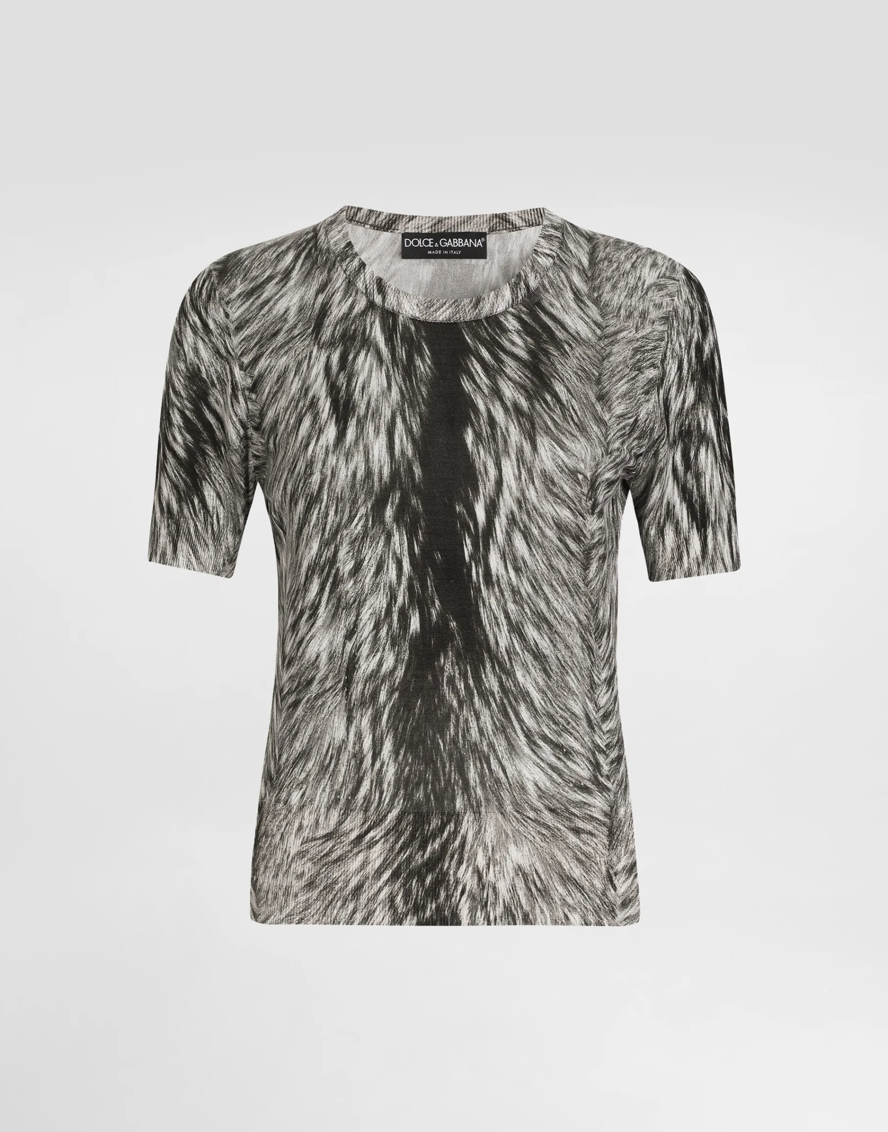 Fur-print silk sweater
