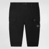 Gabardine cargo pants with branded tag