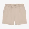 Gabardine shorts with branded label