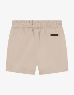 Gabardine shorts with branded label