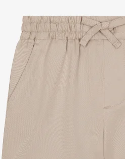 Gabardine shorts with branded label