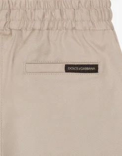 Gabardine shorts with branded label