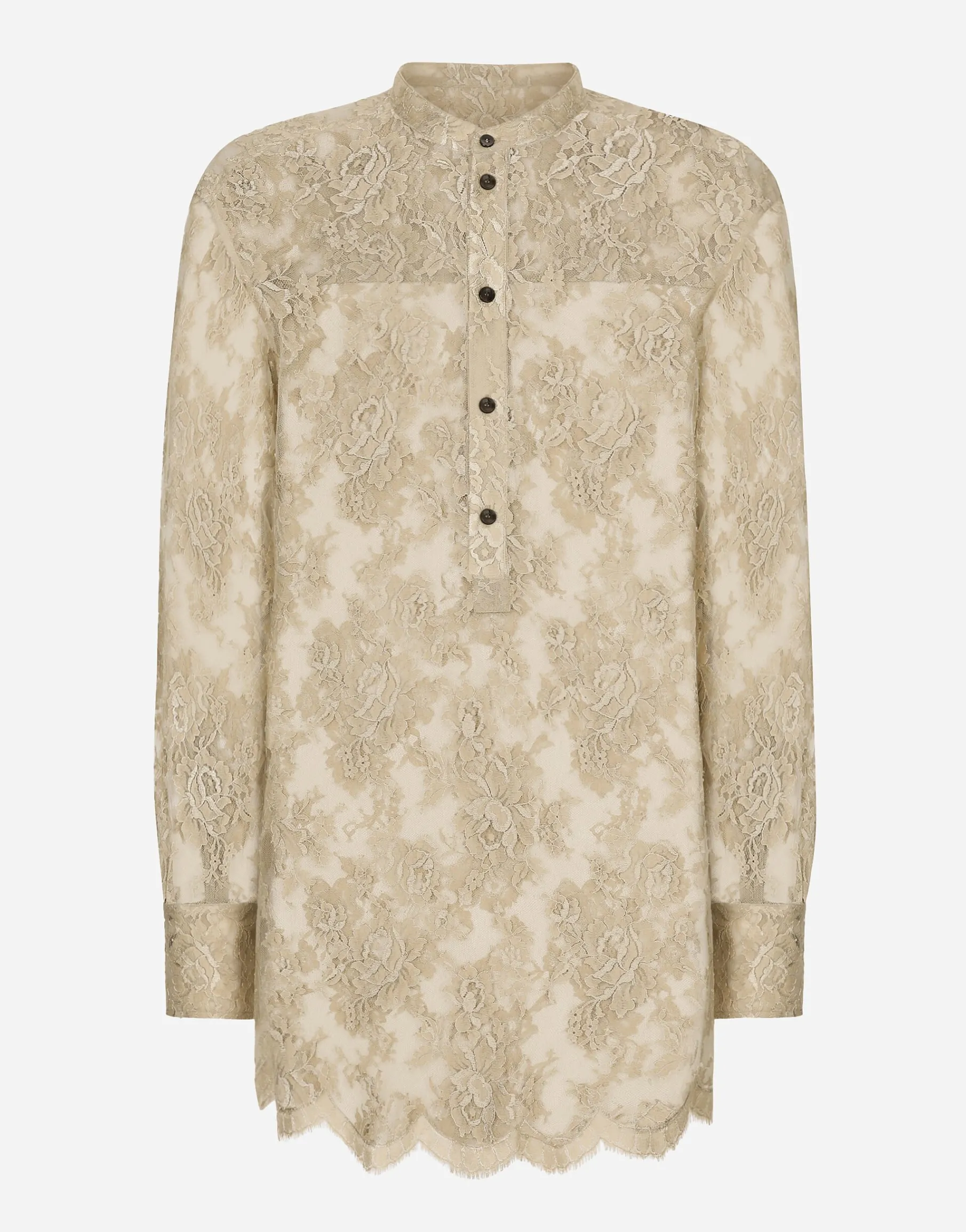 Galloon lace shirt with Mandarin collar