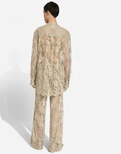Galloon lace shirt with Mandarin collar