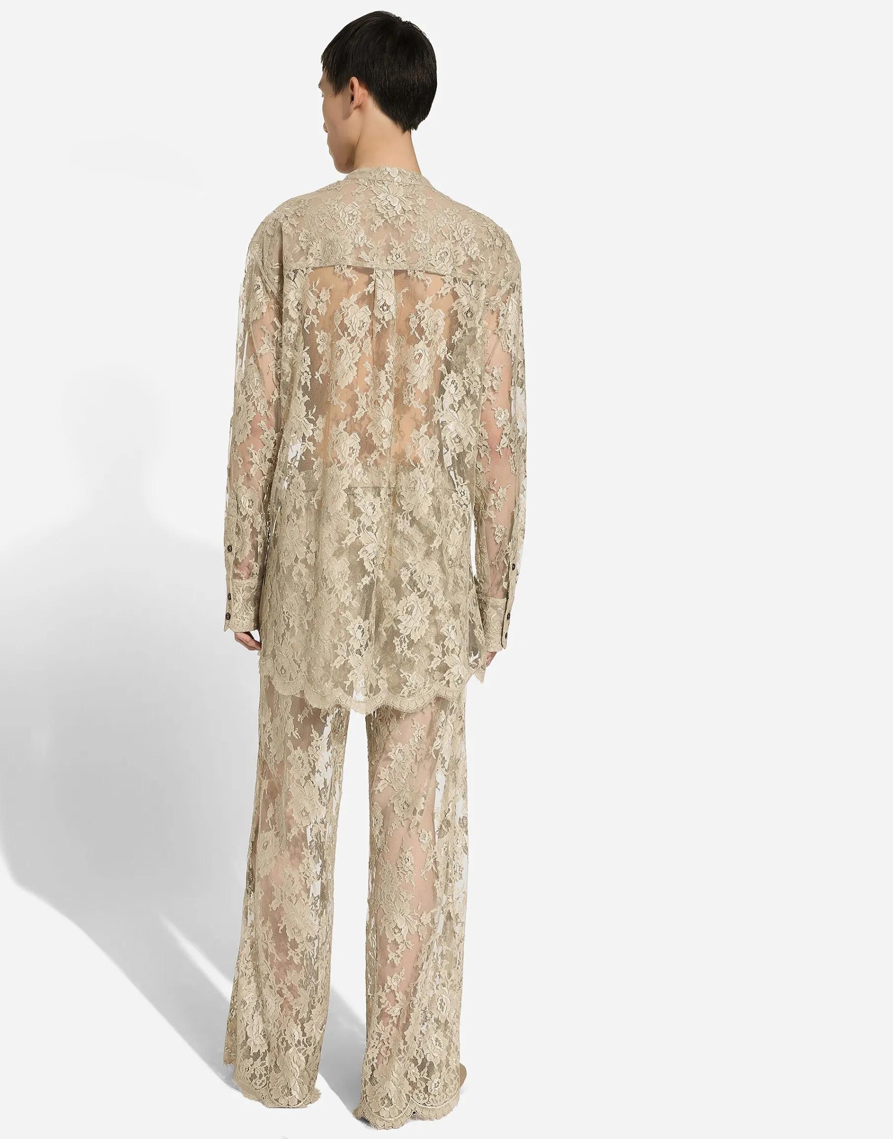 Galloon lace shirt with Mandarin collar