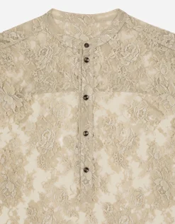 Galloon lace shirt with Mandarin collar