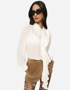 Georgette blouse with ruches