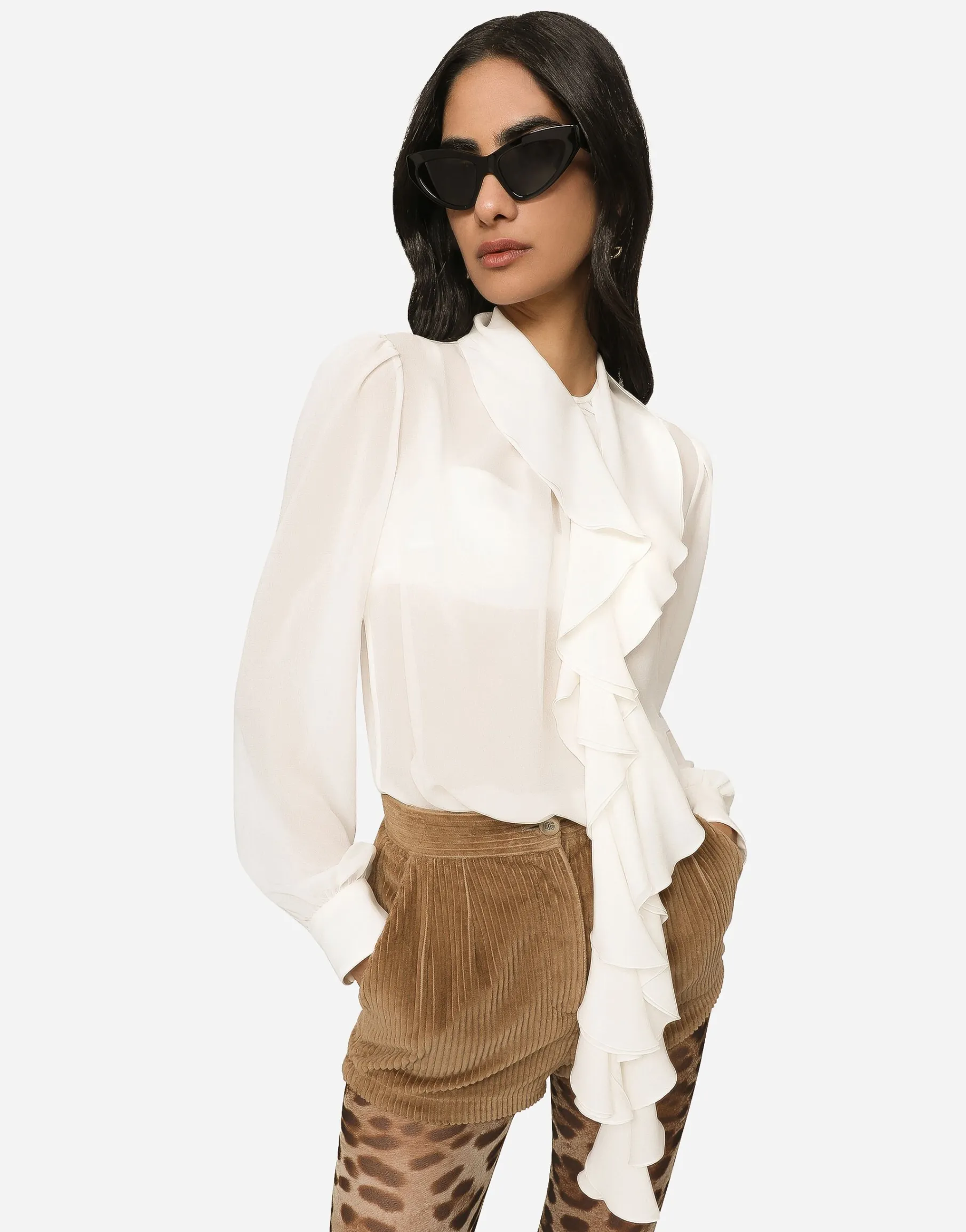 Georgette blouse with ruches