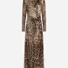 Georgette dress with leopard print and tie details