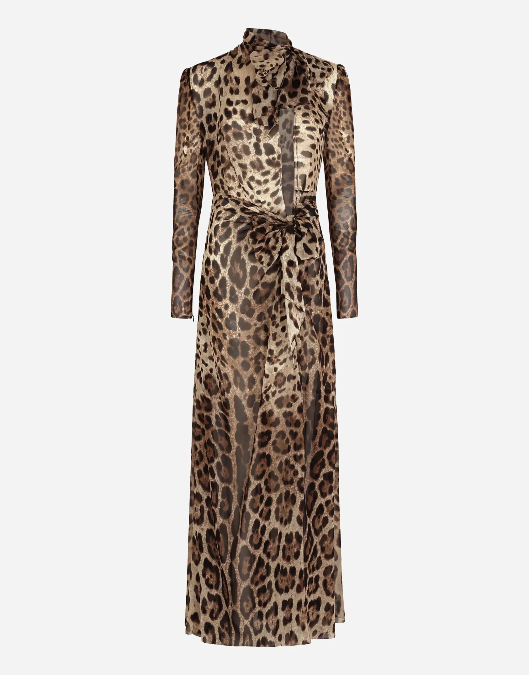 Georgette dress with leopard print and tie details