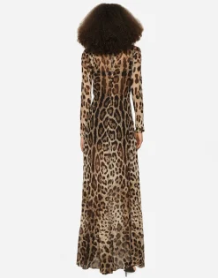 Georgette dress with leopard print and tie details