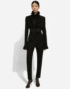 Georgette shirt with pleated cuffs and collar details