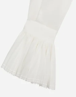 Georgette shirt with pleated cuffs and collar details