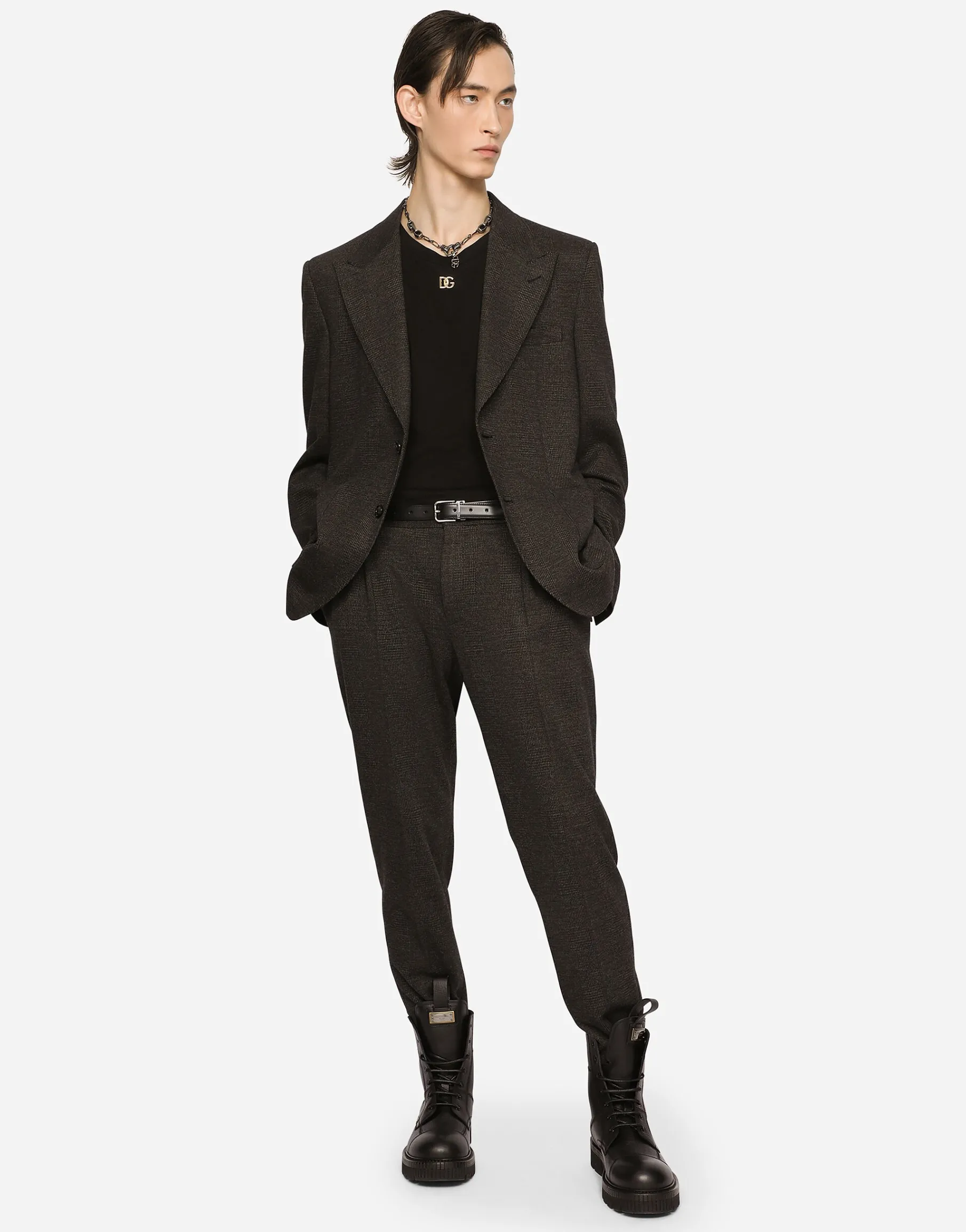 Glen plaid stretch jersey jacket