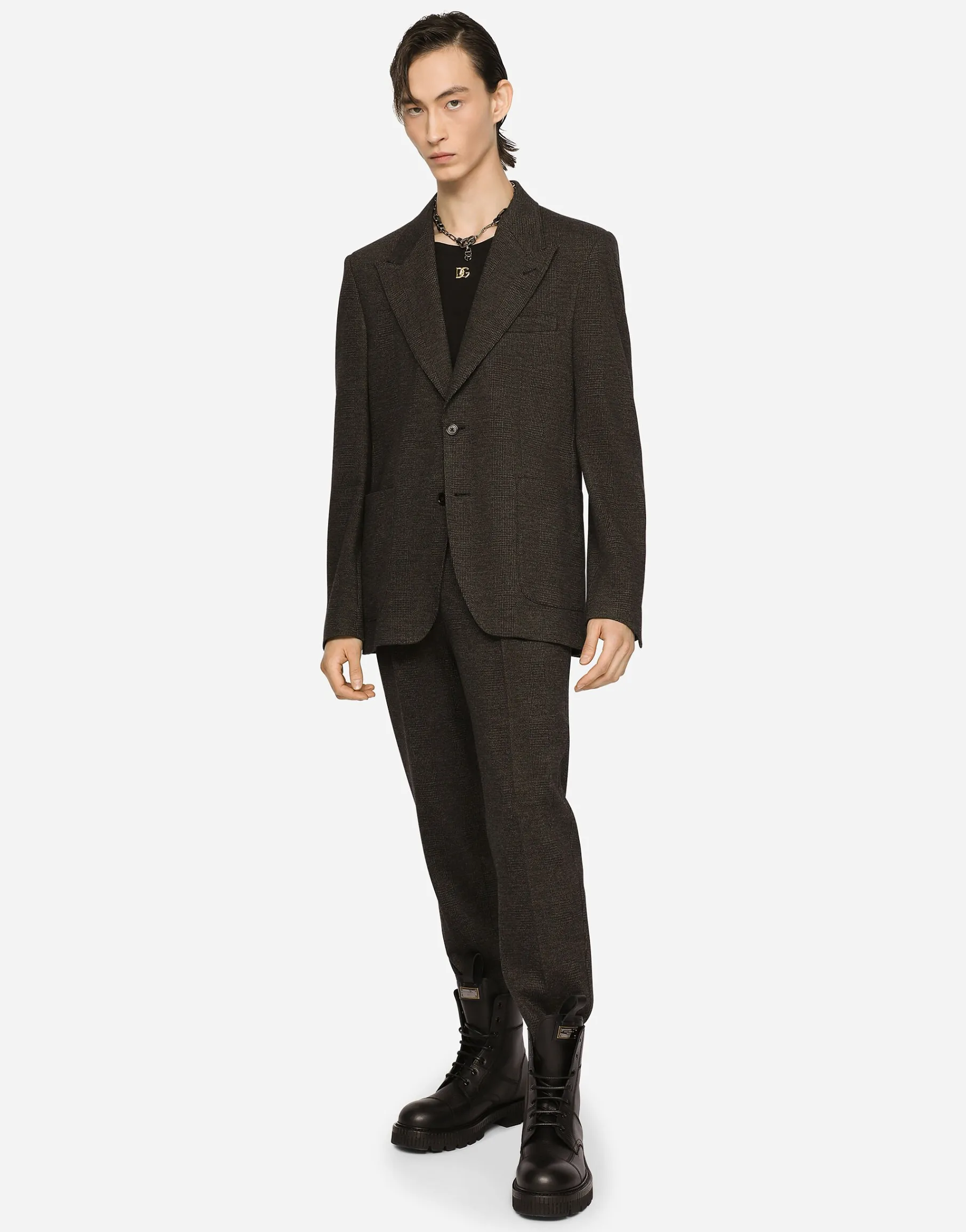 Glen plaid stretch jersey jacket