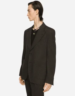 Glen plaid stretch jersey jacket