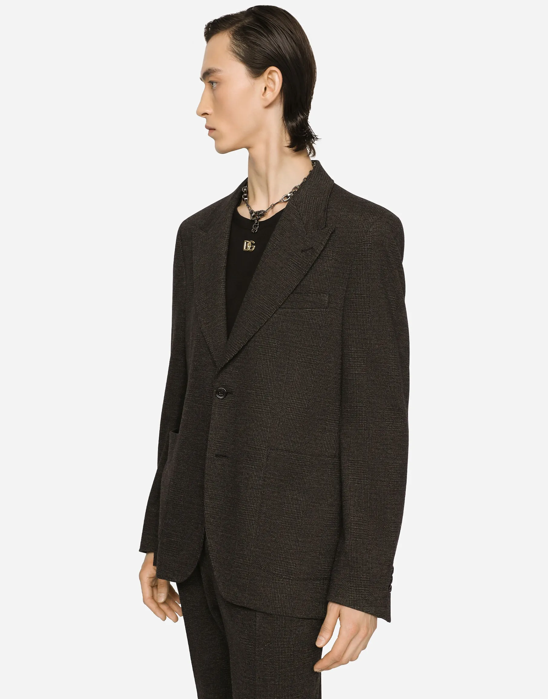 Glen plaid stretch jersey jacket