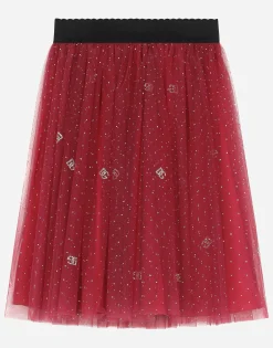 Glittery-print tulle skirt