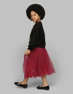 Glittery-print tulle skirt